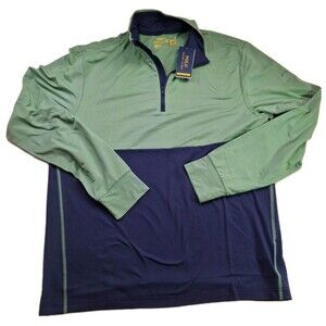 NWT Polo Ralph Lauren Sz M Performance Quarter-Zip Blue Green Pullover Men Golf